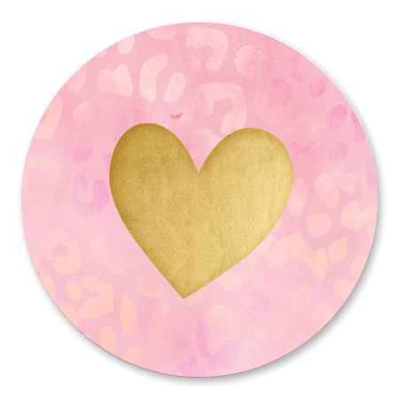 Roze panterprint met gouden hartje